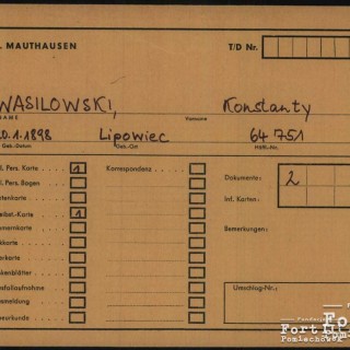 Zdjęcie pierwszej strony koperty z informacją o dokumentach więźnia